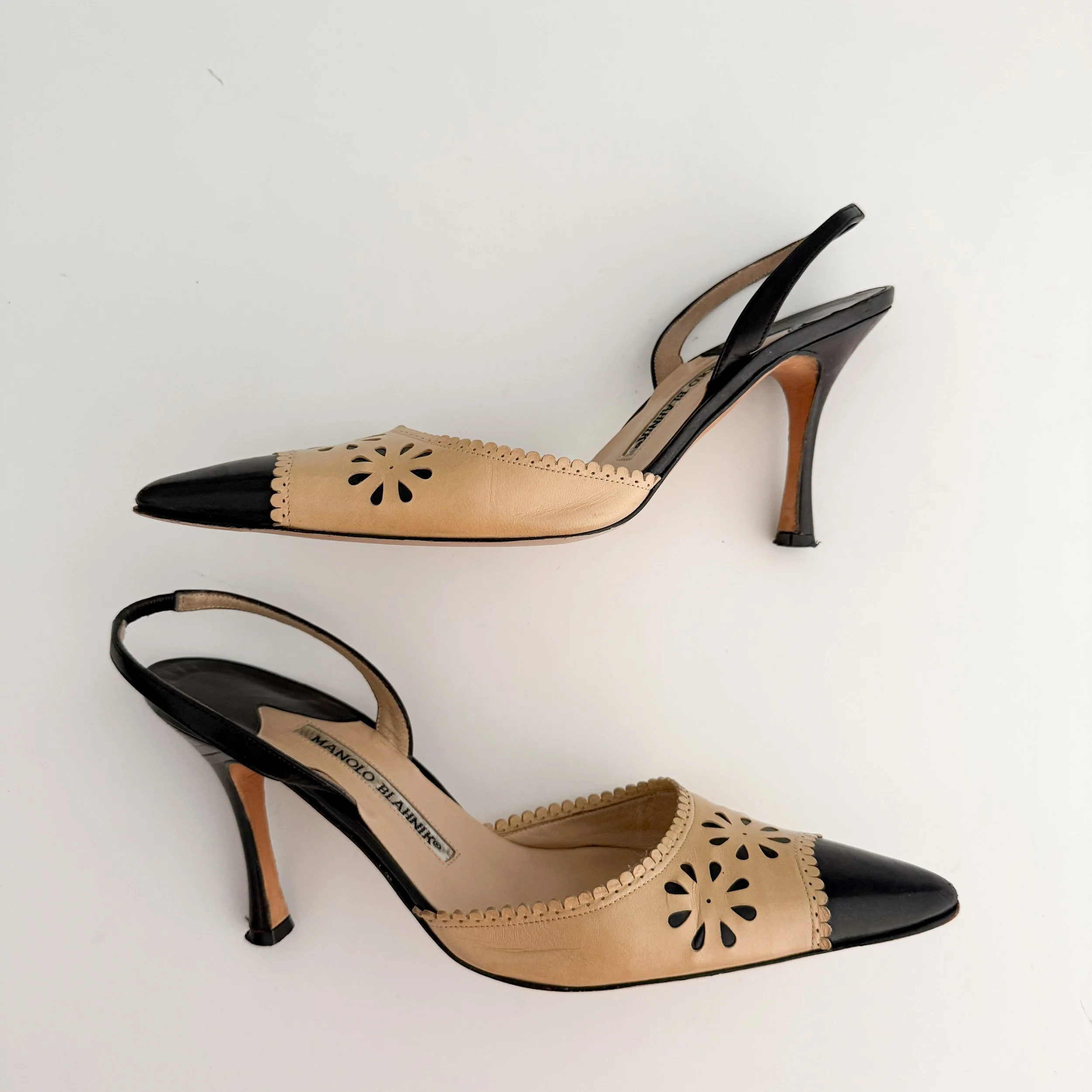 Manolo Blahnik Iconic Silver D'Orsay Rhinestone Heels - As